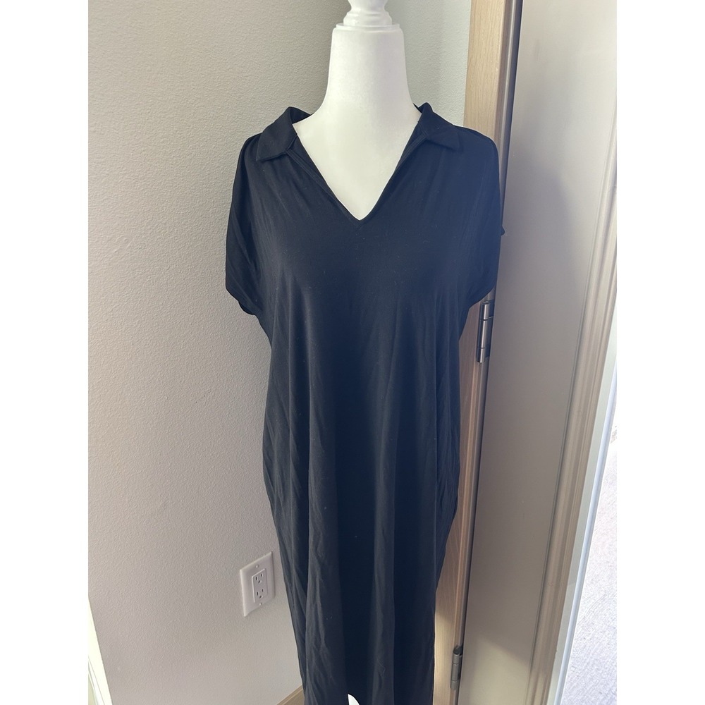 Eileen Fisher Classic Collar Shift Dress Jersey Soft Parisian Quiet Luxury